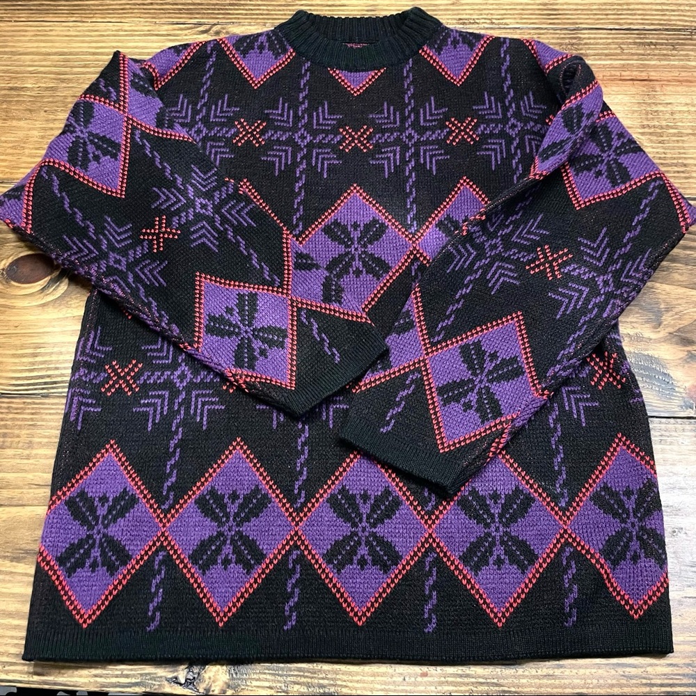 Vintage 90s oversized long sweater purple medium